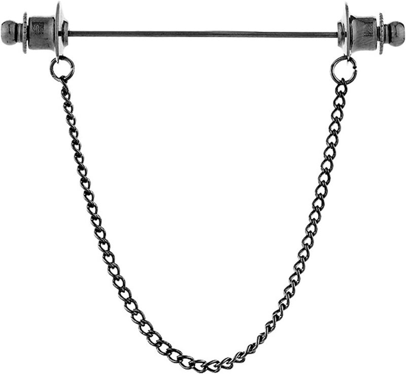 WCRAZYE Chain Lapel Pin Collar Bar Tassel Brooch Classic Ball Head Brass Shirt Collar Bar Tie Pins for Men Wedding Business - Image 1